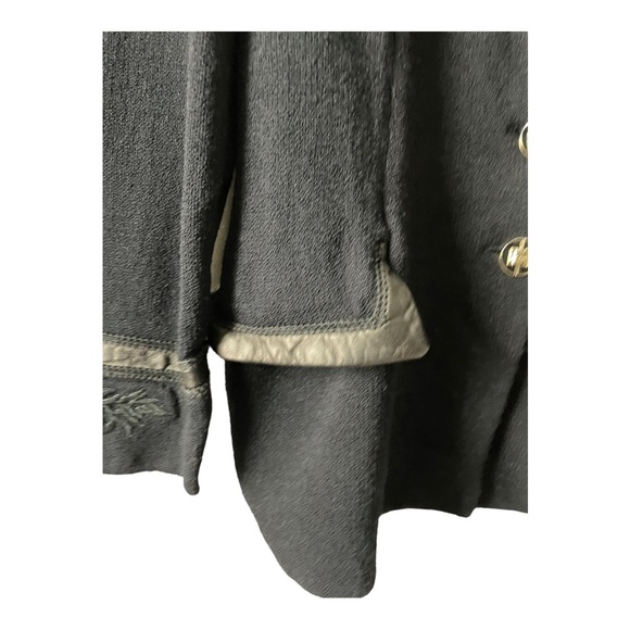 ST. JOHN Collection Knit Black Blazer Leather Trim Size 10 - Picture 7 of 17